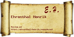 Ehrenthal Henrik névjegykártya